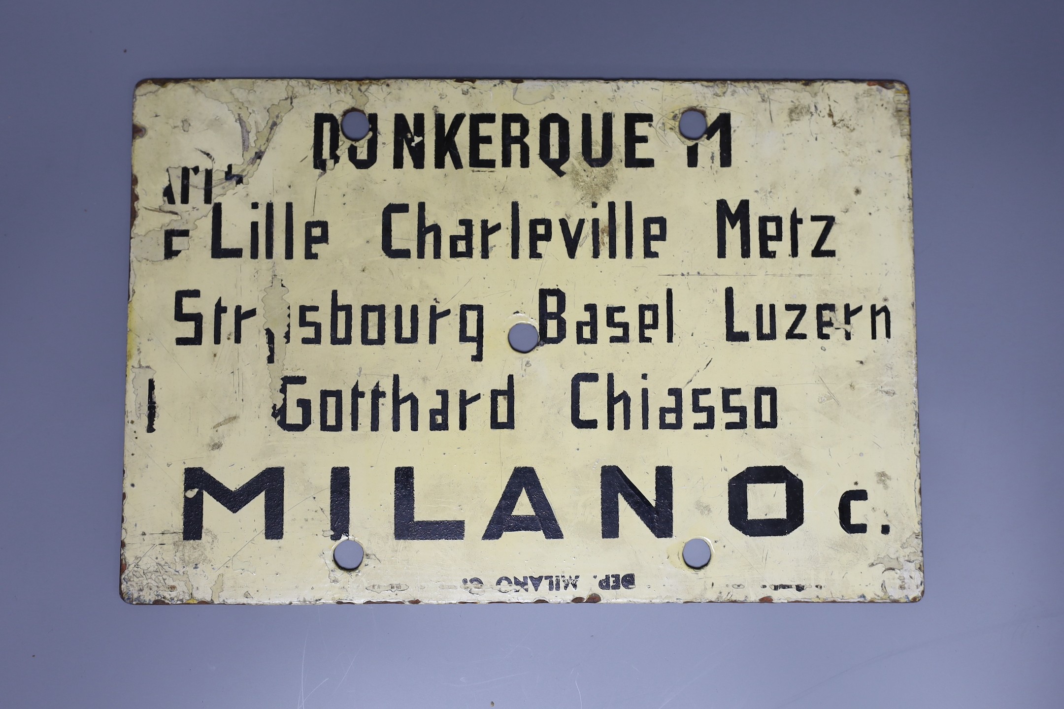 Two French cast iron signs, largest 24 x 45cm